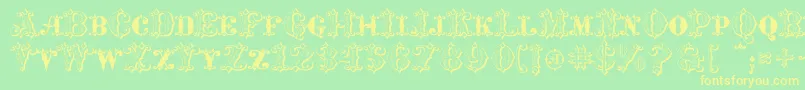 MavericksLuckyHearts Font – Yellow Fonts on Green Background