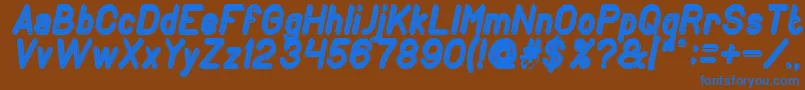 フォントGENERATION Bold Italic – 茶色の背景に青い文字