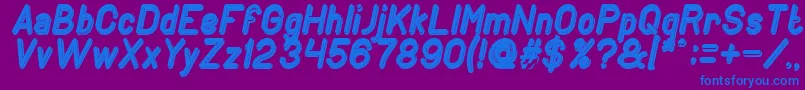 フォントGENERATION Bold Italic – 紫色の背景に青い文字