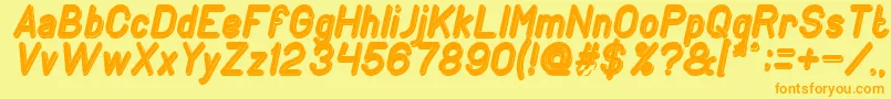 GENERATION Bold Italic-Schriftart – Orangefarbene Schriften auf gelbem Hintergrund