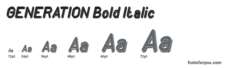 Tamaños de fuente GENERATION Bold Italic