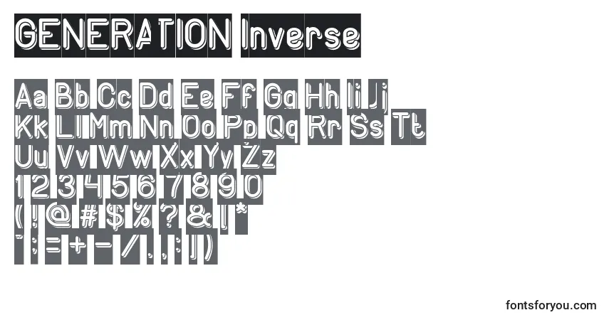 Шрифт GENERATION Inverse – алфавит, цифры, специальные символы