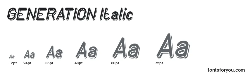 Größen der Schriftart GENERATION Italic