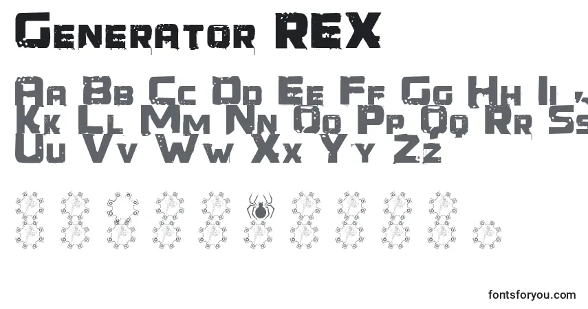 A fonte Generator REX – alfabeto, números, caracteres especiais