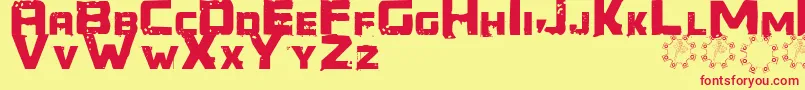 Generator REX-Schriftart – Rote Schriften auf gelbem Hintergrund