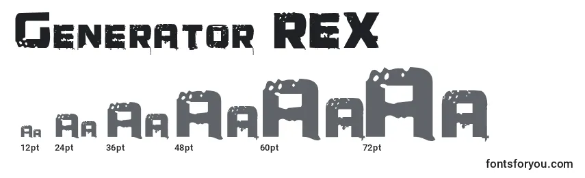 Размеры шрифта Generator REX