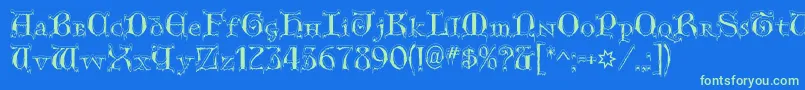 GenericUncialsSnowCapped Font – Green Fonts on Blue Background