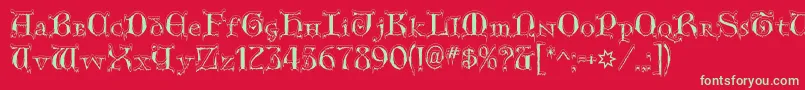 GenericUncialsSnowCapped Font – Green Fonts on Red Background