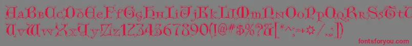 GenericUncialsSnowCapped Font – Red Fonts on Gray Background