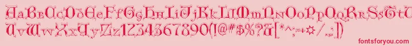 GenericUncialsSnowCapped-Schriftart – Rote Schriften auf rosa Hintergrund