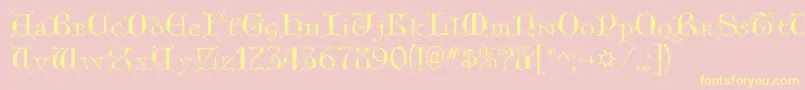 GenericUncialsSnowCapped-Schriftart – Gelbe Schriften auf rosa Hintergrund