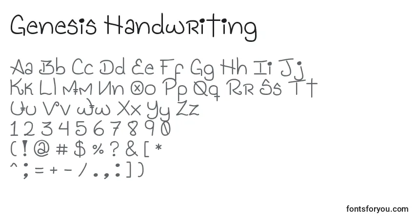 Шрифт Genesis Handwriting – алфавит, цифры, специальные символы