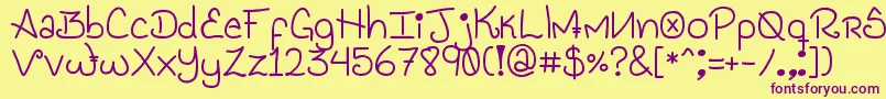 Fonte Genesis Handwriting – fontes roxas em um fundo amarelo