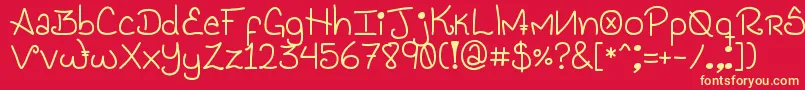 フォントGenesis Handwriting – 黄色の文字、赤い背景