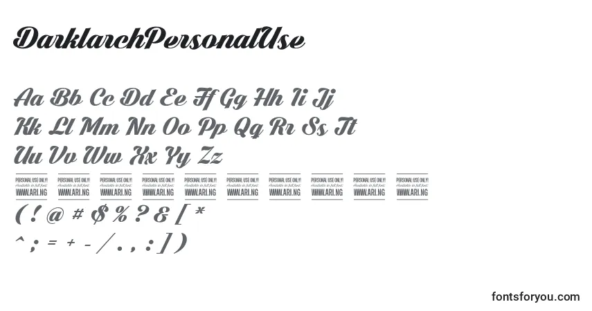 Czcionka DarklarchPersonalUse – alfabet, cyfry, specjalne znaki