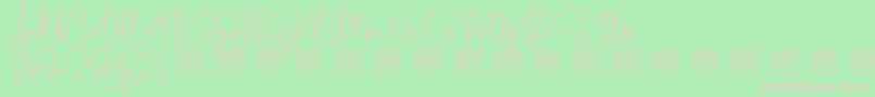 genit demo-fontti – vaaleanpunaiset fontit vihreällä taustalla
