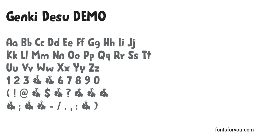 Czcionka Genki Desu DEMO – alfabet, cyfry, specjalne znaki