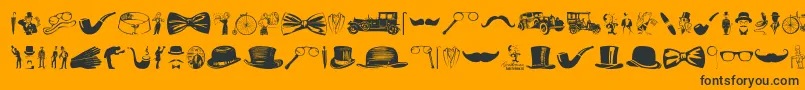 Gentleman Icons-Schriftart – Schwarze Schriften auf orangefarbenem Hintergrund