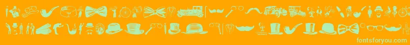 Gentleman Icons-Schriftart – Grüne Schriften auf orangefarbenem Hintergrund