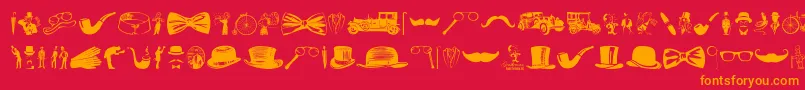 Gentleman Icons-Schriftart – Orangefarbene Schriften auf rotem Hintergrund