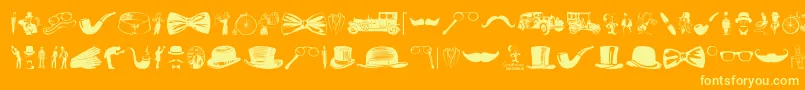 Gentleman Icons-Schriftart – Gelbe Schriften auf orangefarbenem Hintergrund