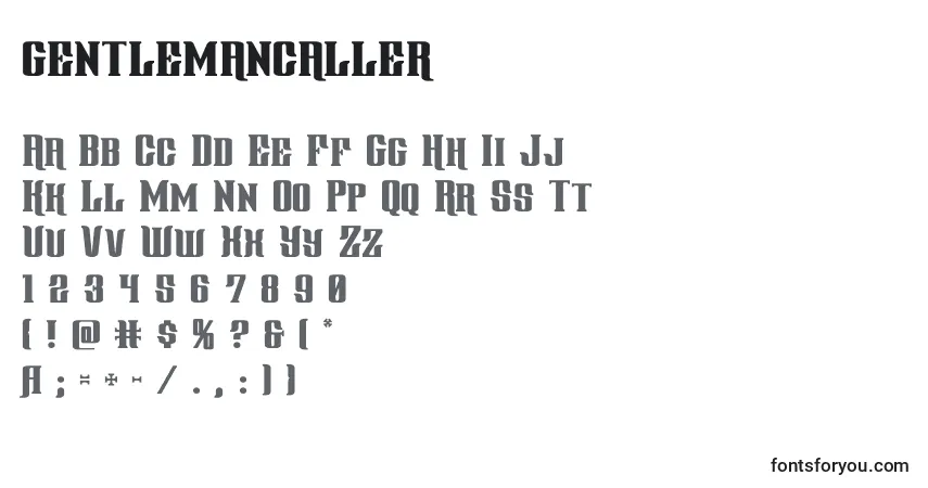 A fonte Gentlemancaller (127799) – alfabeto, números, caracteres especiais