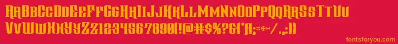 フォントgentlemancaller – 赤い背景にオレンジの文字