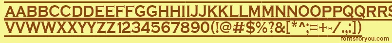 フォントCopper6 – 茶色の文字が黄色の背景にあります。