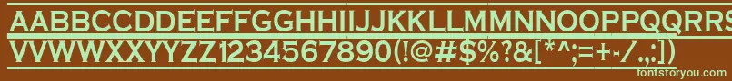 フォントCopper6 – 緑色の文字が茶色の背景にあります。