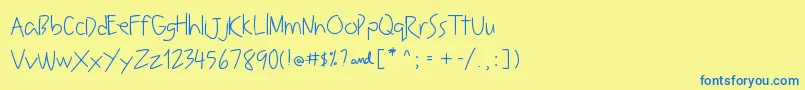 Fonte LeavingNotes – fontes azuis em um fundo amarelo