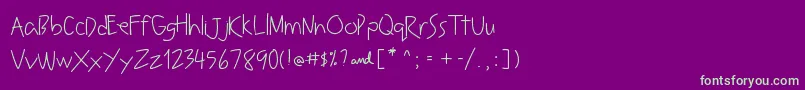 LeavingNotes Font – Green Fonts on Purple Background