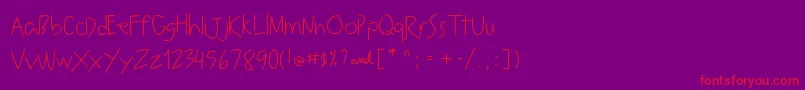 フォントLeavingNotes – 紫の背景に赤い文字