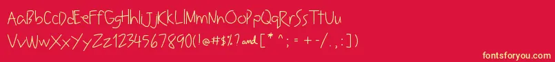 LeavingNotes Font – Yellow Fonts on Red Background