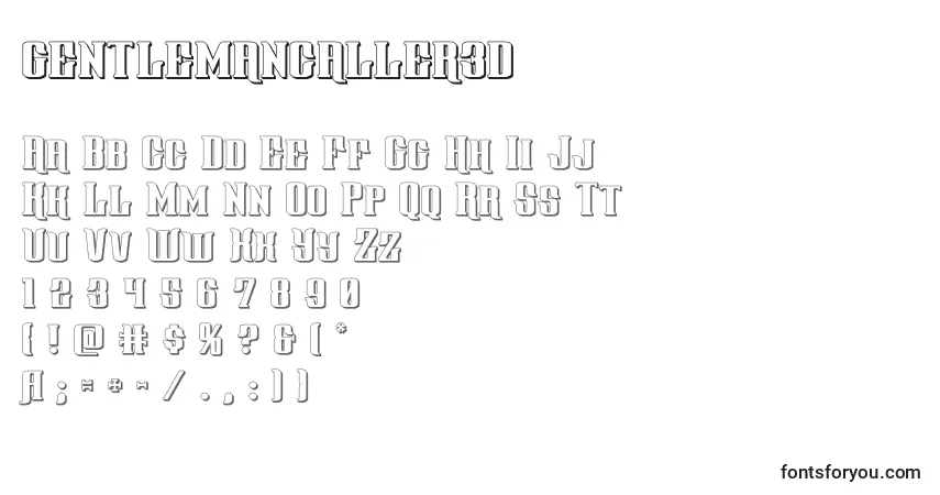 A fonte Gentlemancaller3d (127801) – alfabeto, números, caracteres especiais