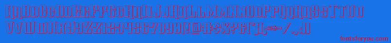 gentlemancaller3d-Schriftart – Rote Schriften auf blauem Hintergrund