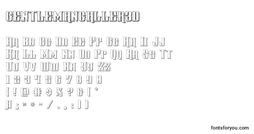 Schriftart Gentlemancaller3d (127802) – Alphabet, Zahlen, spezielle Symbole