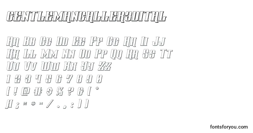 Schriftart Gentlemancaller3dital (127804) – Alphabet, Zahlen, spezielle Symbole