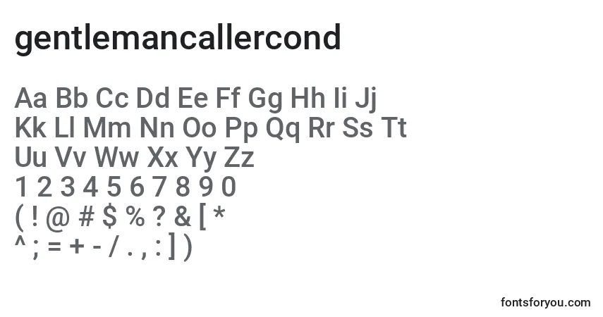 Czcionka Gentlemancallercond (127806) – alfabet, cyfry, specjalne znaki