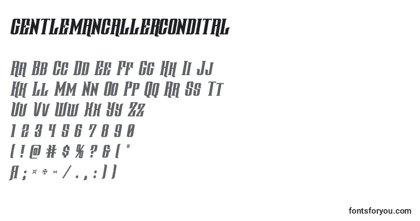 Шрифт Gentlemancallercondital (127808) – алфавит, цифры, специальные символы