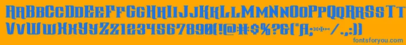 gentlemancallerexpand-Schriftart – Blaue Schriften auf orangefarbenem Hintergrund