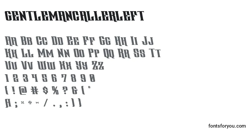 Шрифт Gentlemancallerleft (127816) – алфавит, цифры, специальные символы