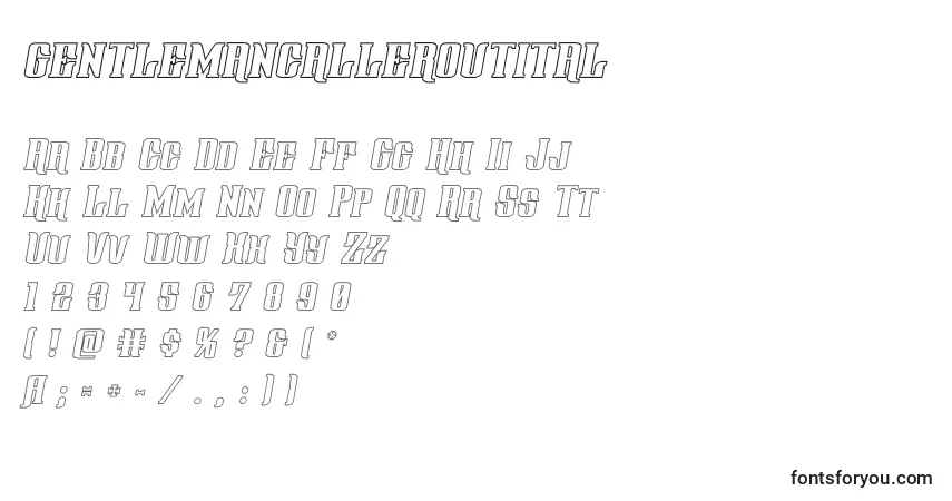 Шрифт Gentlemancalleroutital (127819) – алфавит, цифры, специальные символы
