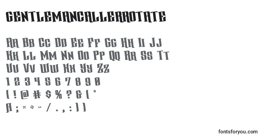 Czcionka Gentlemancallerrotate (127824) – alfabet, cyfry, specjalne znaki