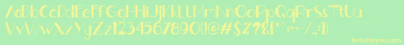 フォントGently – 黄色の文字が緑の背景にあります
