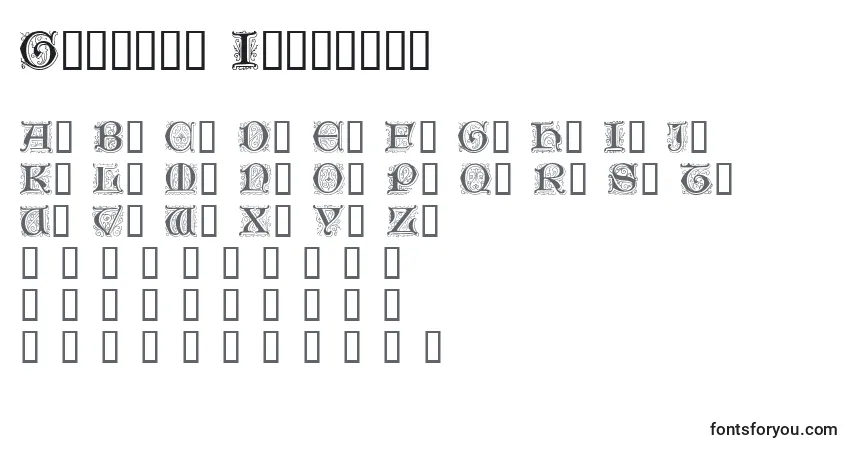 Шрифт Genzsch Initials – алфавит, цифры, специальные символы