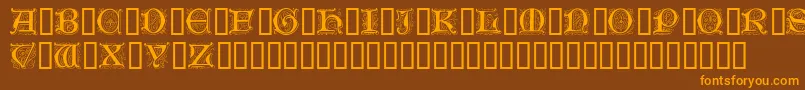 Genzsch Initials Font – Orange Fonts on Brown Background