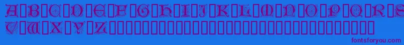 Genzsch Initials-Schriftart – Violette Schriften auf blauem Hintergrund