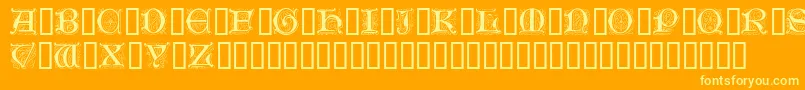 Genzsch Initials-Schriftart – Gelbe Schriften auf orangefarbenem Hintergrund