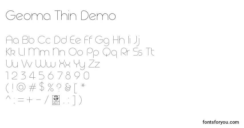 Geoma Thin Demoフォント–アルファベット、数字、特殊文字