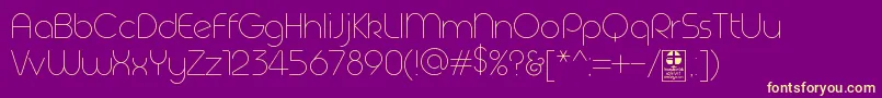 Fonte Geoma Thin Demo – fontes amarelas em um fundo roxo